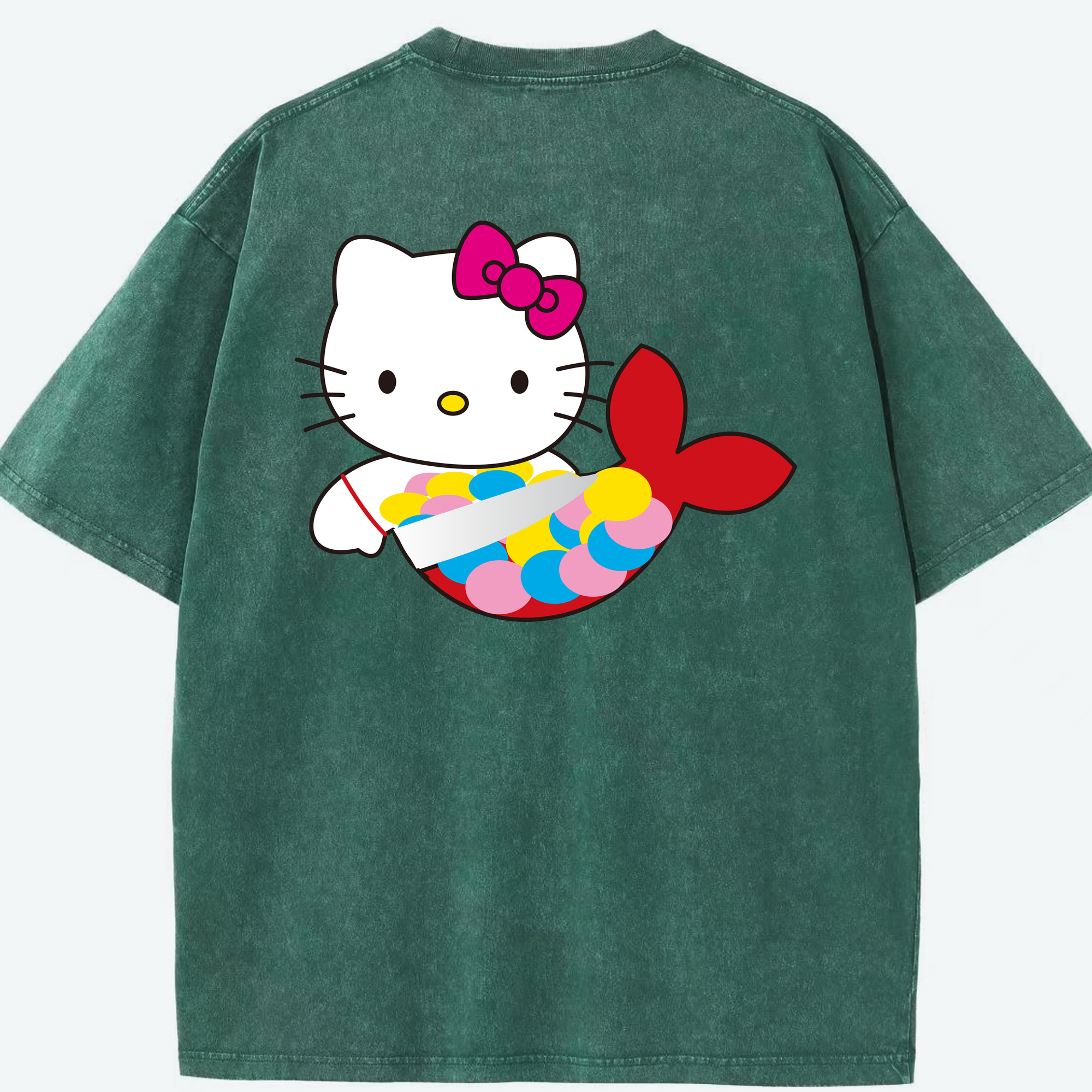 （画像用） Hello Kitty ハローキティ 綿100% ヴィンテージ風 半袖Tシャツ（背面プリント）